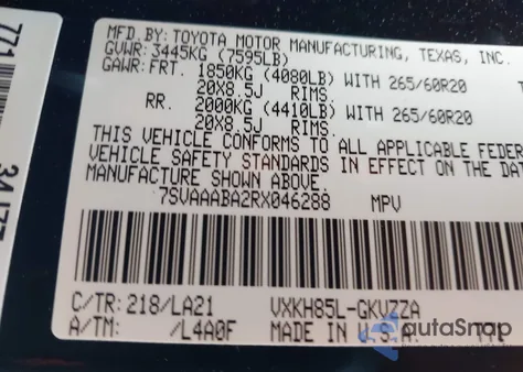 2024 Toyota Sequoia Platinum z USA, uszkodzony, nr VIN 7SVAAABA2RX046288
